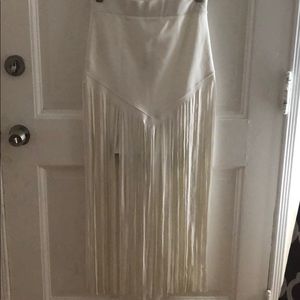 Brand new fringe mini white skirt